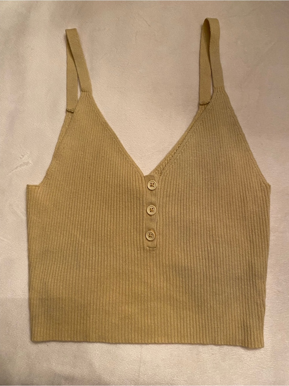 LA Hearts Size Small pale yellow Ribbed Button-Front V-Neck Cami Tank Top